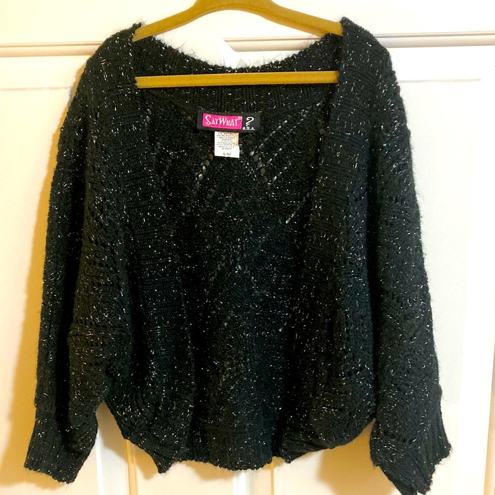 5For$15 SayWhat? USA girls size S/M black glitter sweater